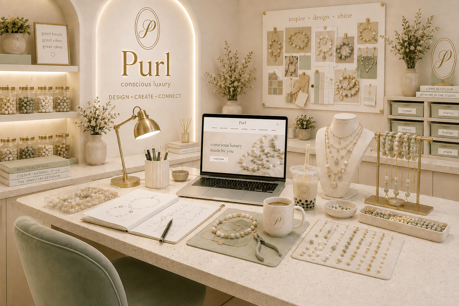 Luxury jewelry crafting tools and precious materials
